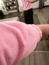 Button puff short pull Azzurro - pink light