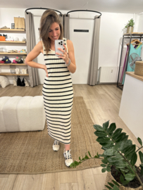 Stripe crochet dress Azzurro - naturel