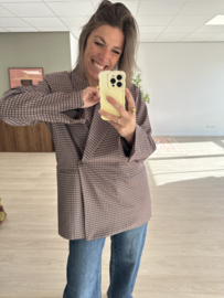 Check split blazer - brown