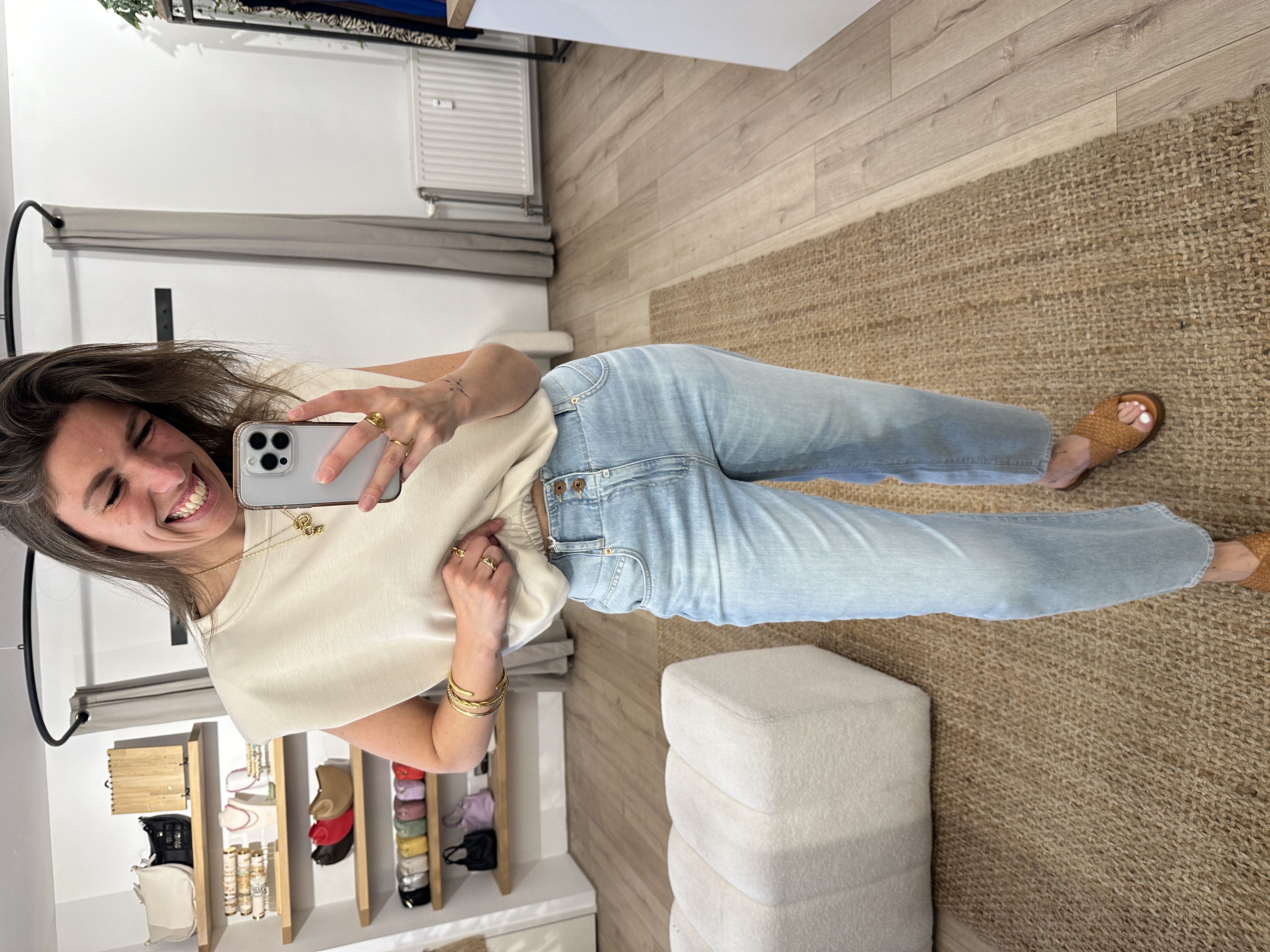 Soft shoulder top Azzurro - beige