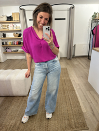 Basic V-tee Azzurro - magenta