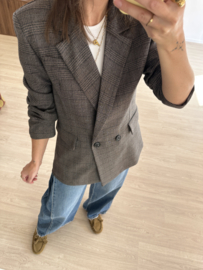 Check double breasted blazer - brown