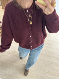 Knitted button cardigan - bordeaux