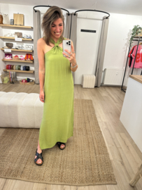 Knot long dress Azzurro - green