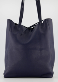 Leather shopper bag - dark blue