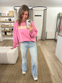 Text jog sweater Azzurro - pink