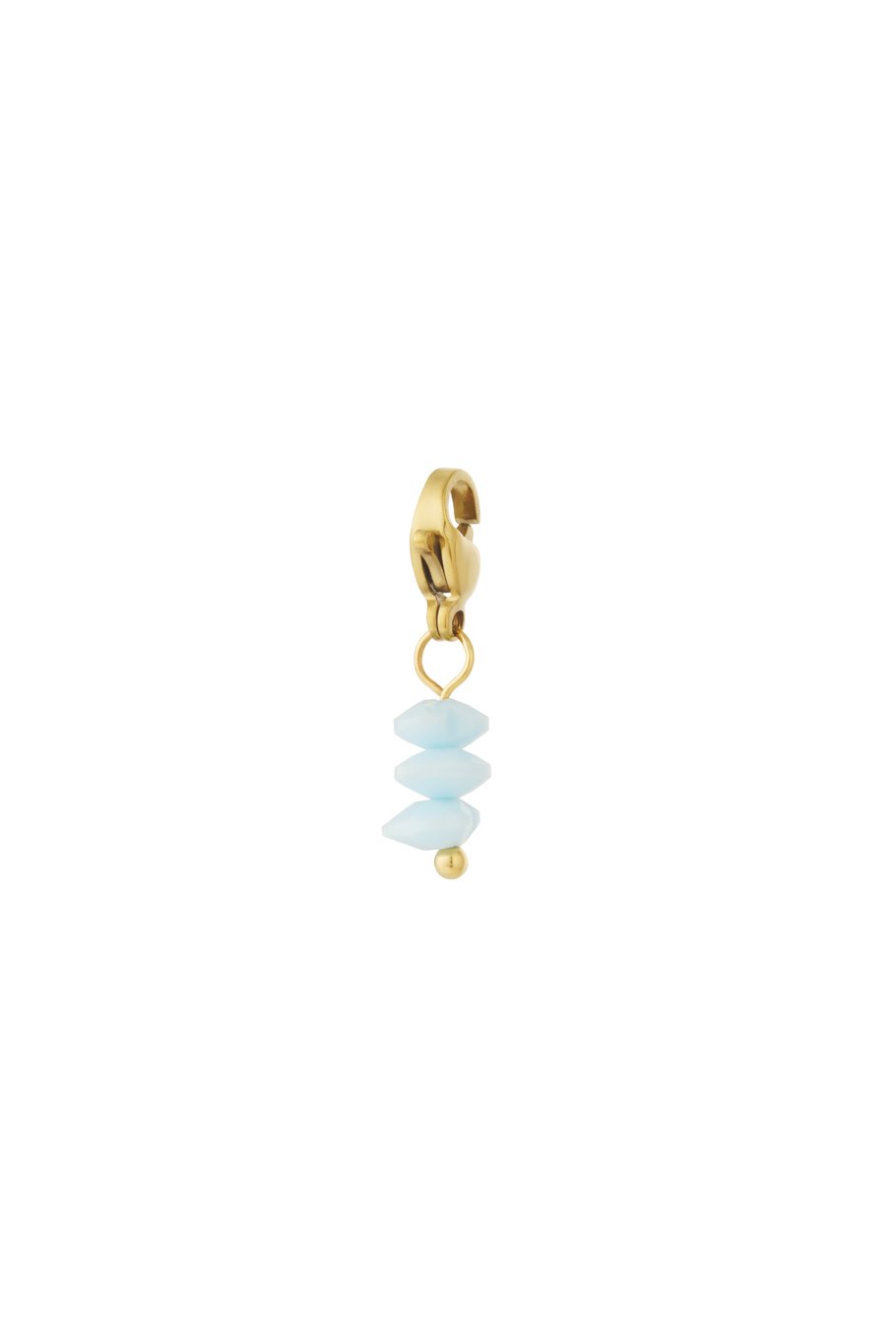 Triple stone jewelry charm - gold/baby blue