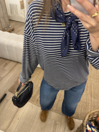 Stripe loose longsleeve Azzurro - dark blue
