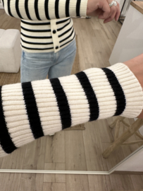 Stripe rib pull Azzurro - black/naturel