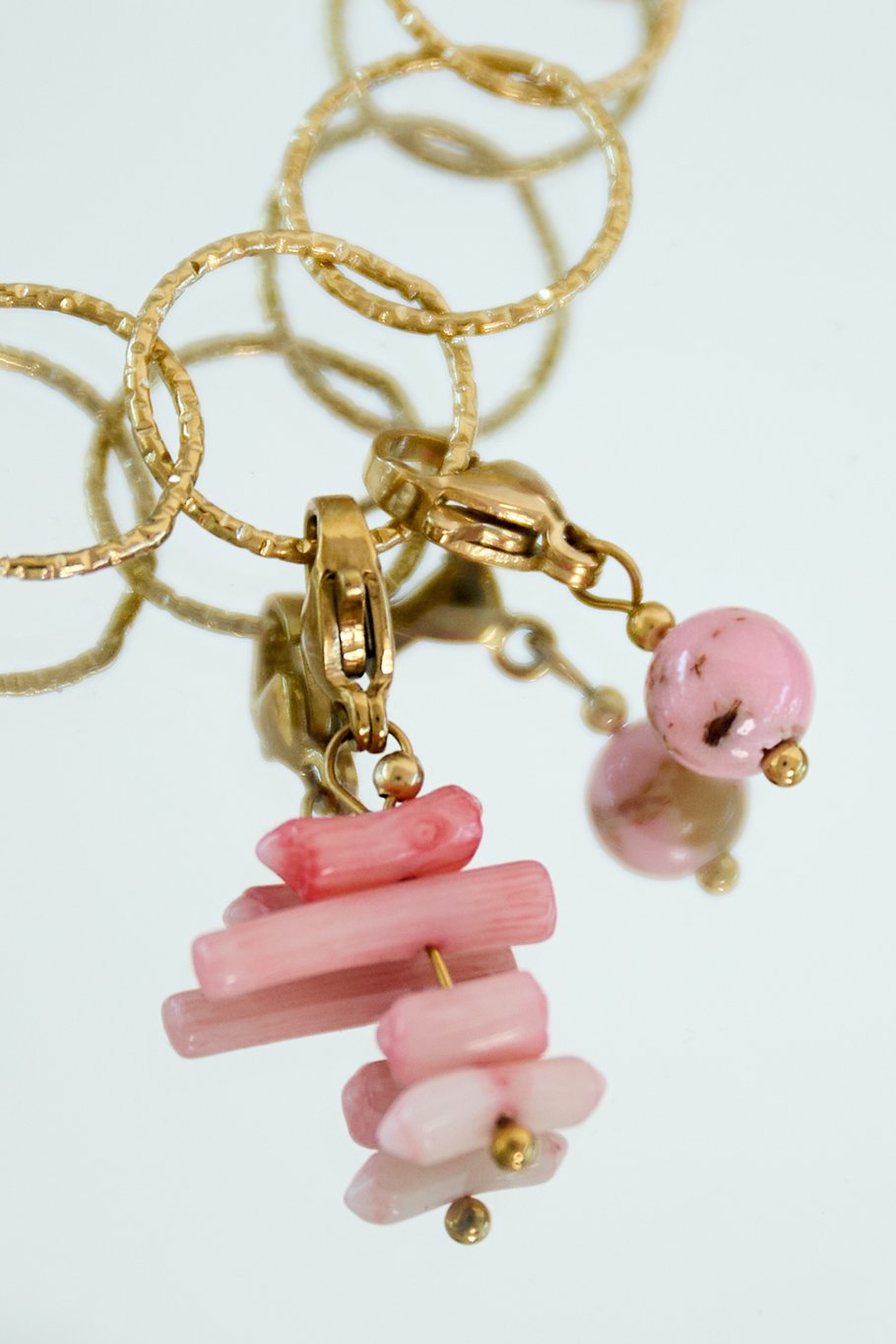 Pink tide jewelry charm - gold/pink