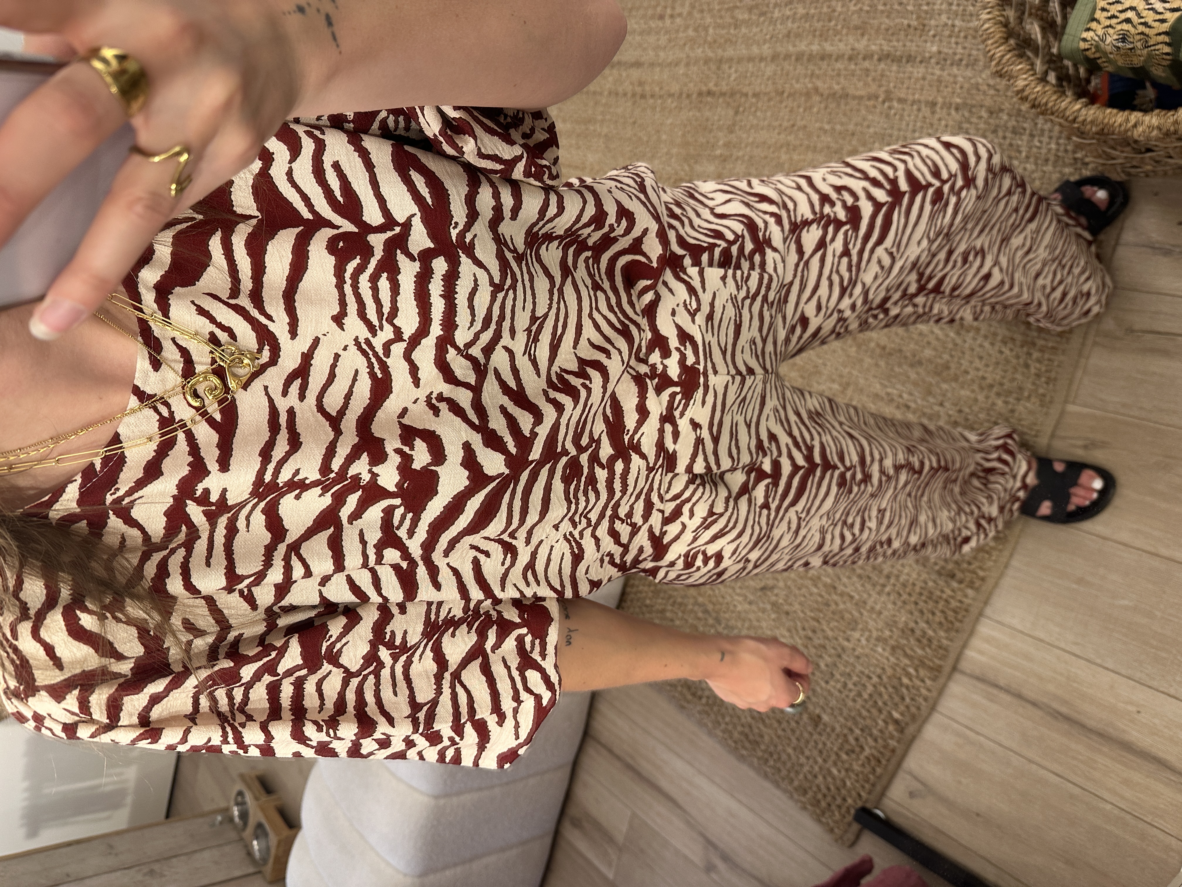 Print basic puff tee Azzurro - bordeaux