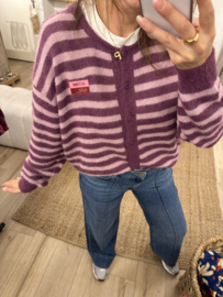 Stripe alpaca cardigan Azzurro - purple