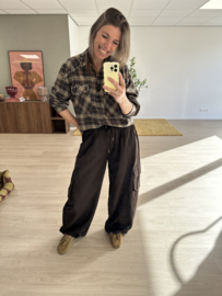 Check studs blouse - dark brown