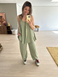 Cotton waffle set - army green
