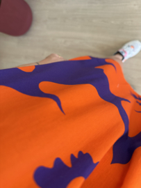 Print off shoulder dress - purple/orange