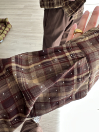 Strass check blouse Azzurro - brown