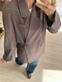 Check split blazer - brown