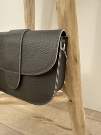 Leather flap bag - antraciet