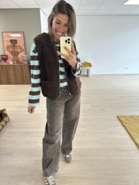 Teddy reversible gilet Azzurro - dark brown