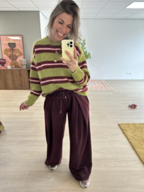 Stripe double knitted pull Azzurro - green/bordeaux