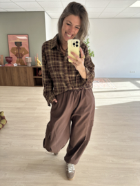 Strass check blouse Azzurro - brown