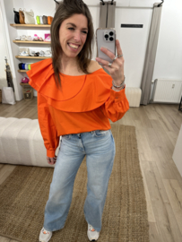 Off shoulder ruffle blouse - orange