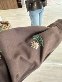 Flower oversized jacket Azzurro - dark brown