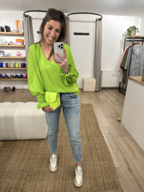 Basic smog puff blouse Azzurro - lime