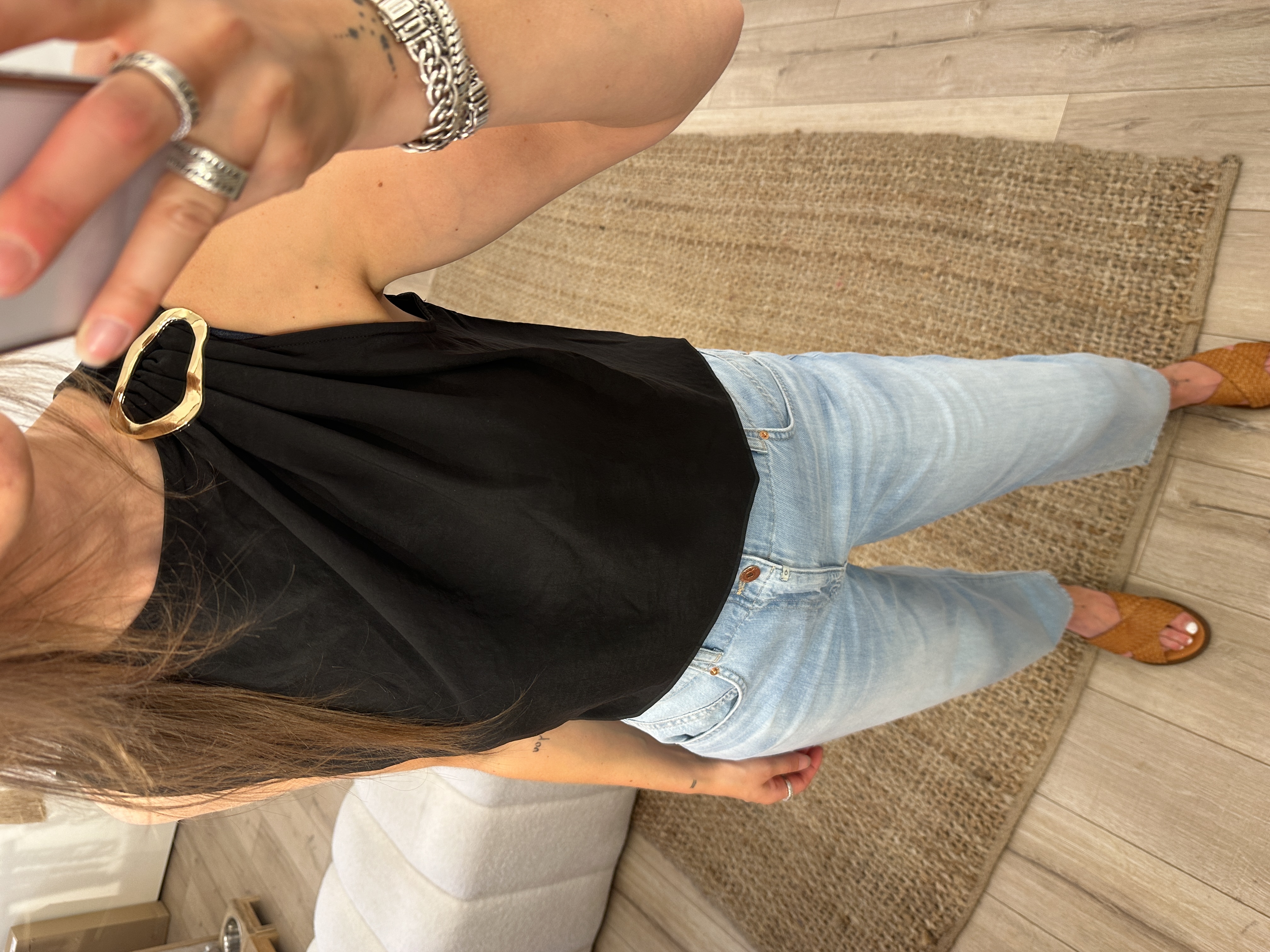 Buckle top Azzurro - black