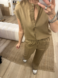 Linen short top Ambika - camel