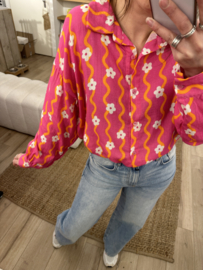 Cotton print blouse - pink