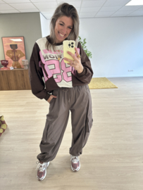 Sportive text jog sweater Azzurro - brown