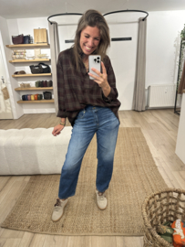 Check blouse Azzurro - dark bordeaux