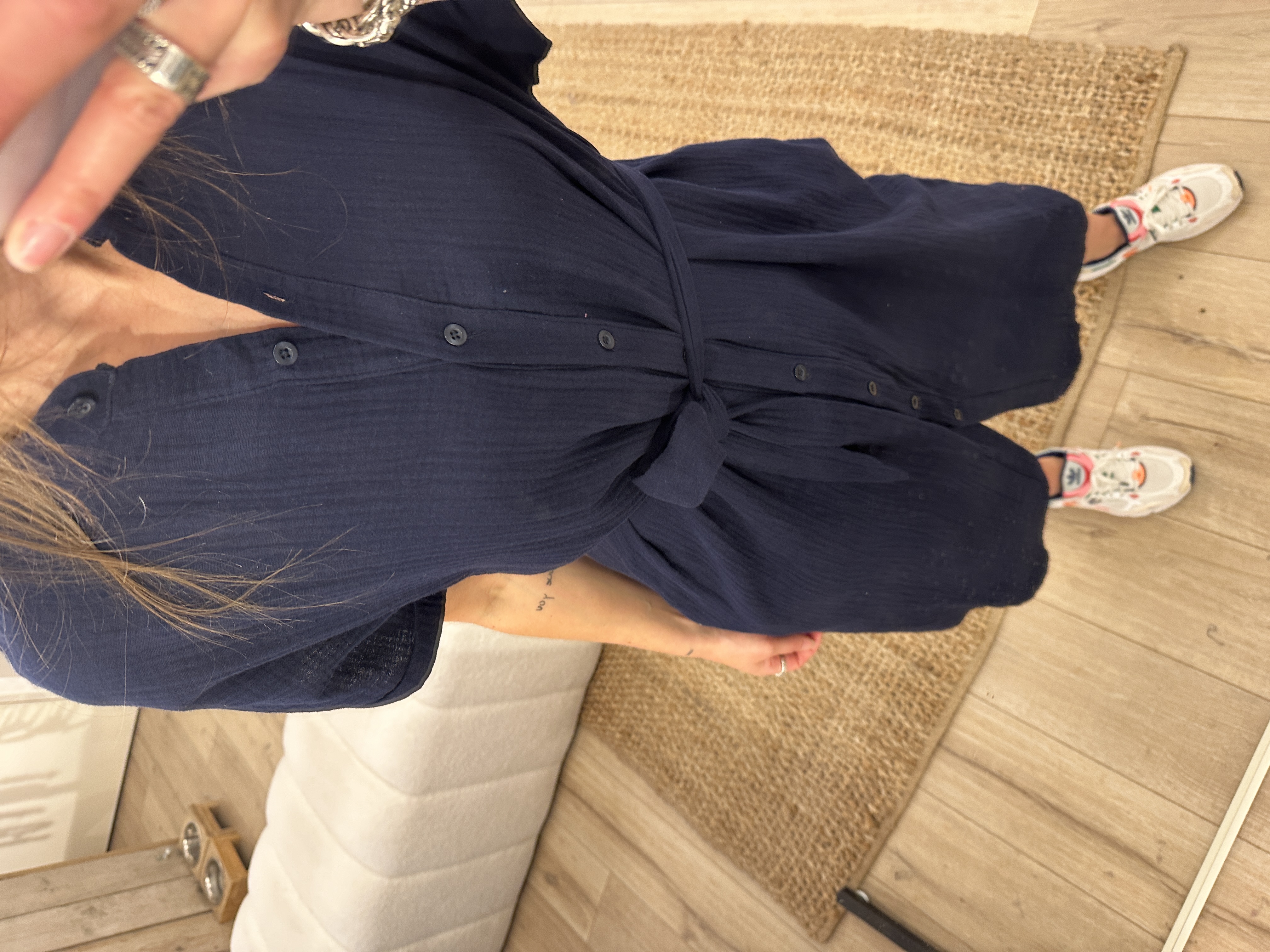 Waffle pocket dress Azzurro - dark blue