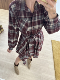 Check blouse dress - bordeaux