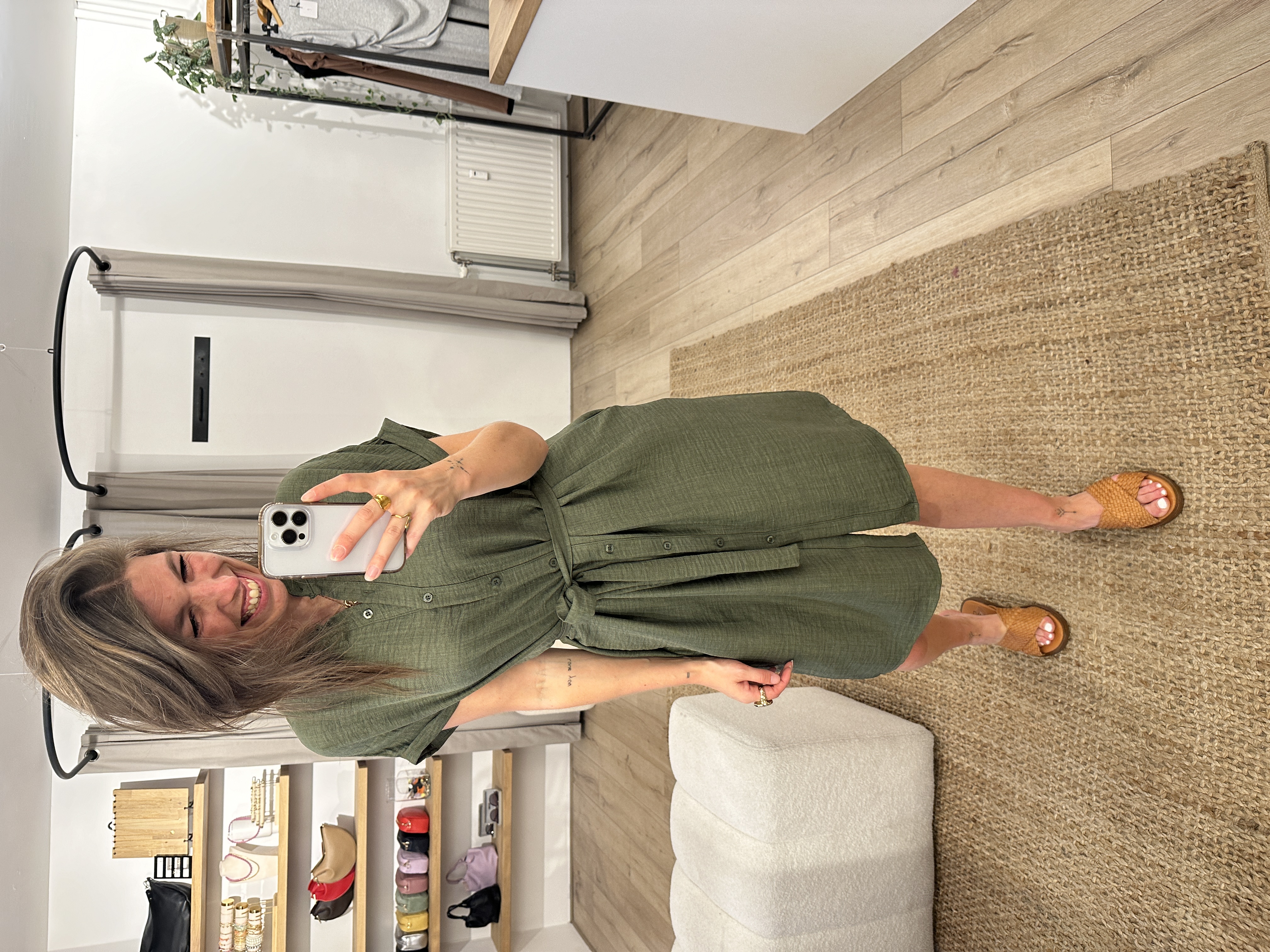 Basic pocket dress Azzurro - army green