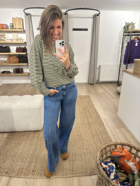 Stripe loose longsleeve Azzurro - army green