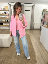 Basic V-blouse Azzurro - pink light