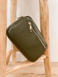 Leather classic crossbody bag - army green