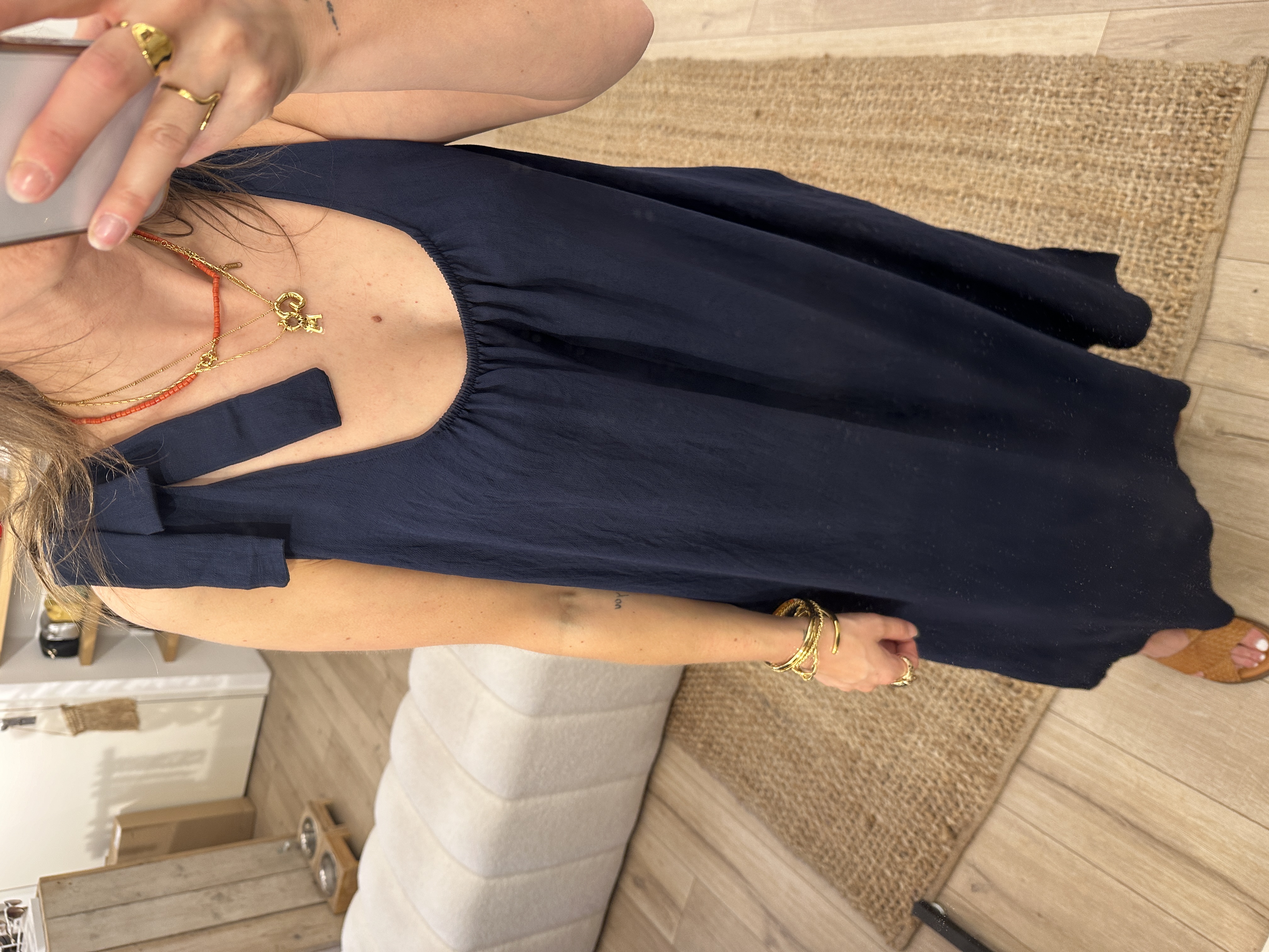 Long bow dress Azzurro - dark blue