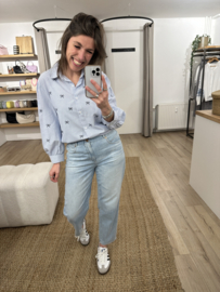 Bow stripe blouse - blue