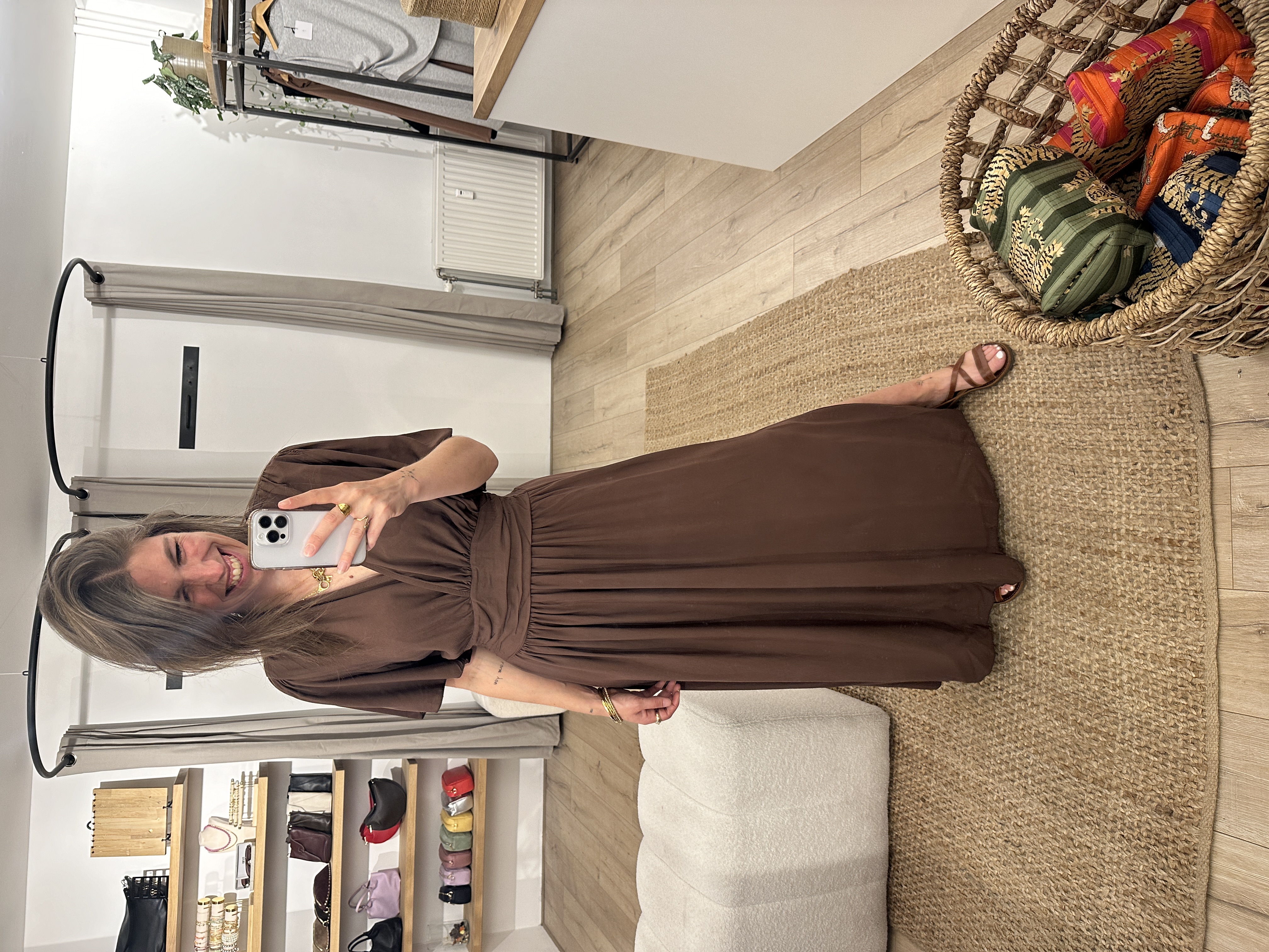 Female maxi dress Azzurro - dark brown