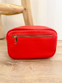 Leather classic crossbody - red