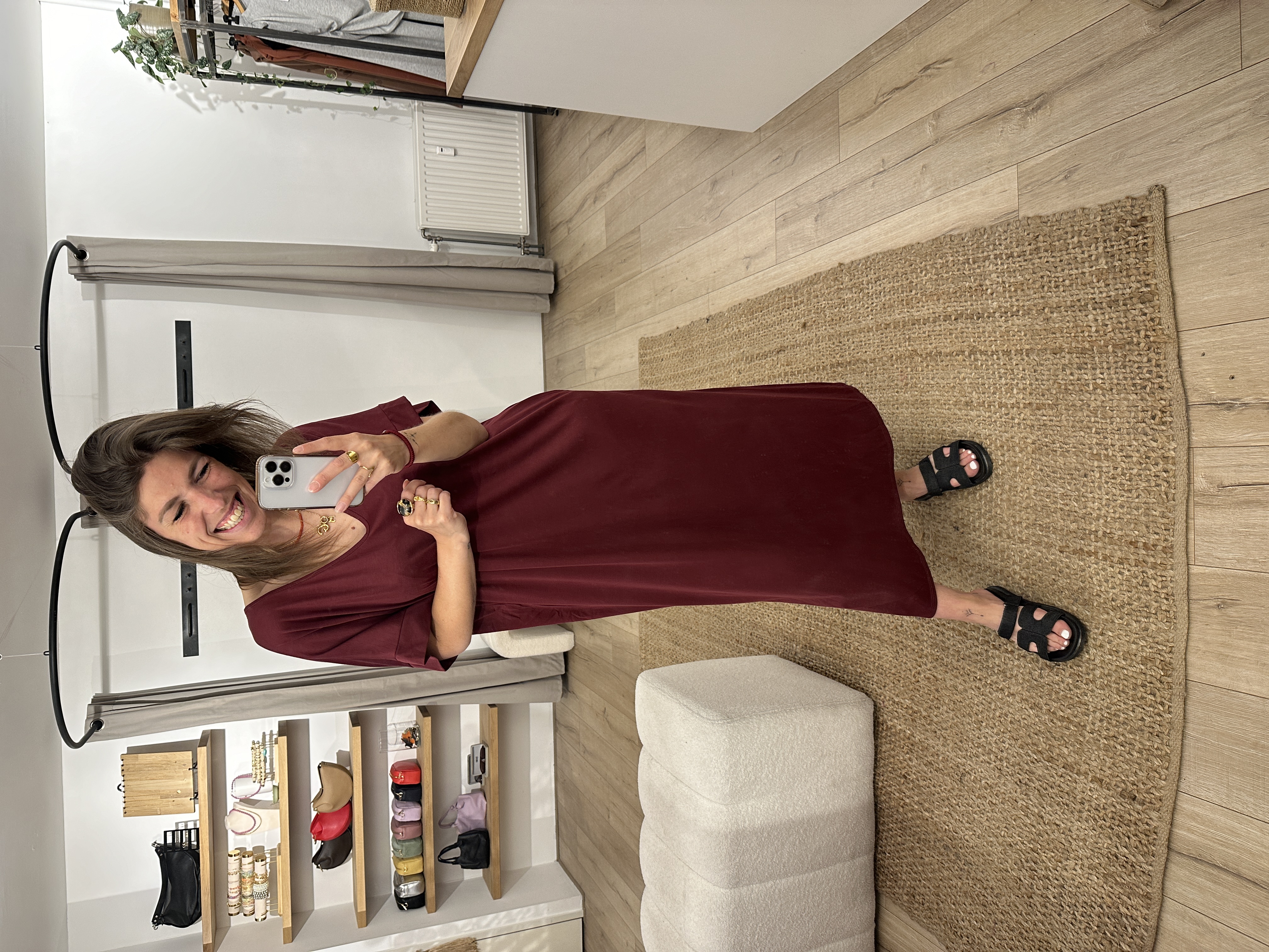 T-shirt split dress - bordeaux