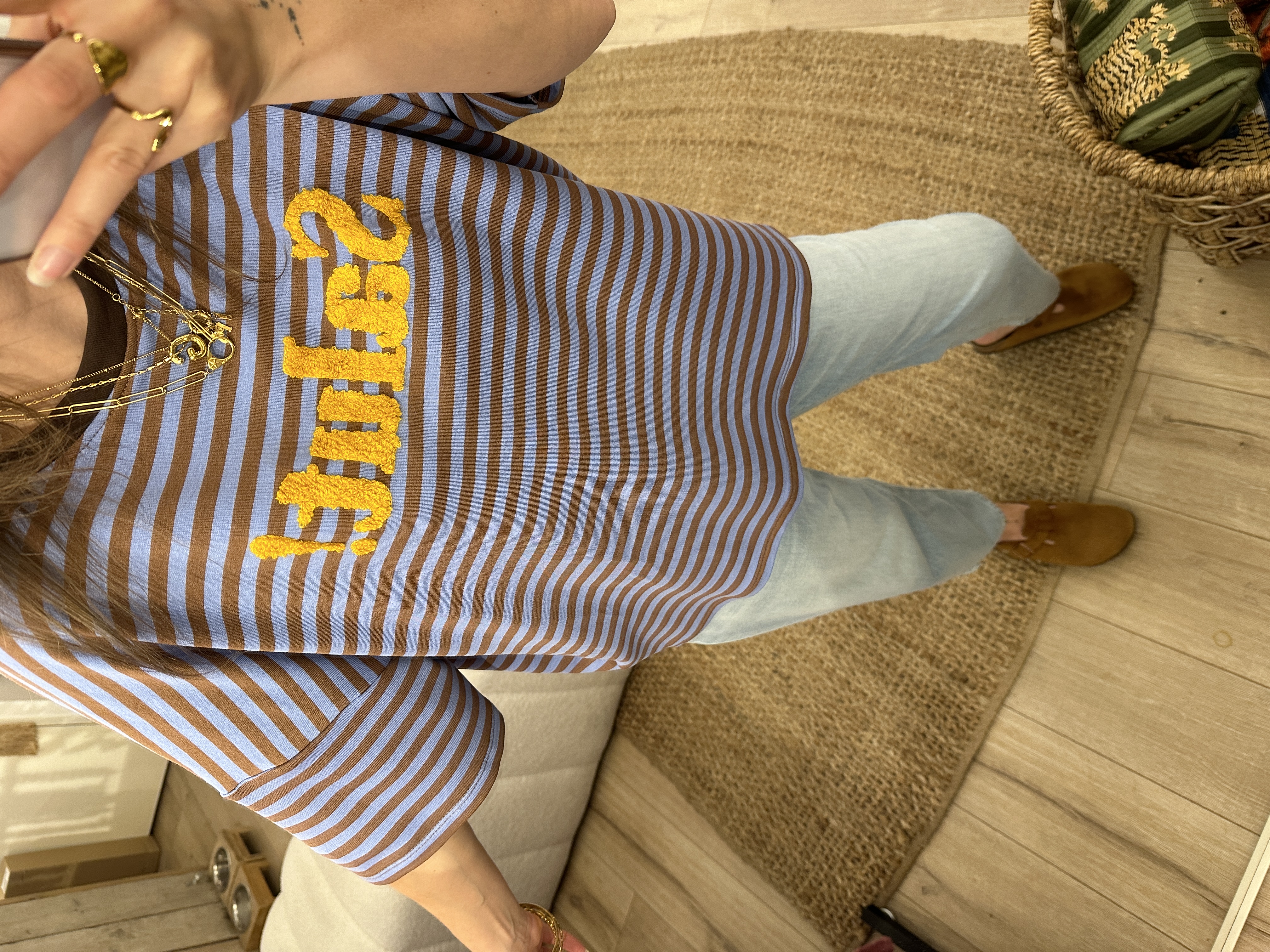 Stripe salut shortsleeve - blue/dark brown
