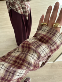 Check knot blouse Azzurro - bordeaux