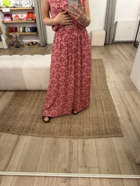 Print summer long skirt Azzurro - red/pink light