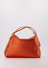 Metallic leather crossbody handbag - orange