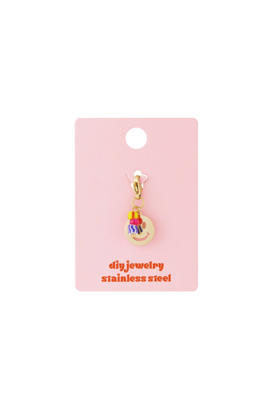 Colored smiley jewelry charm - gold
