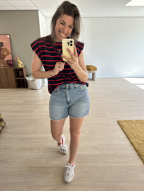Stripe shoulder top Azzurro - dark blue/red